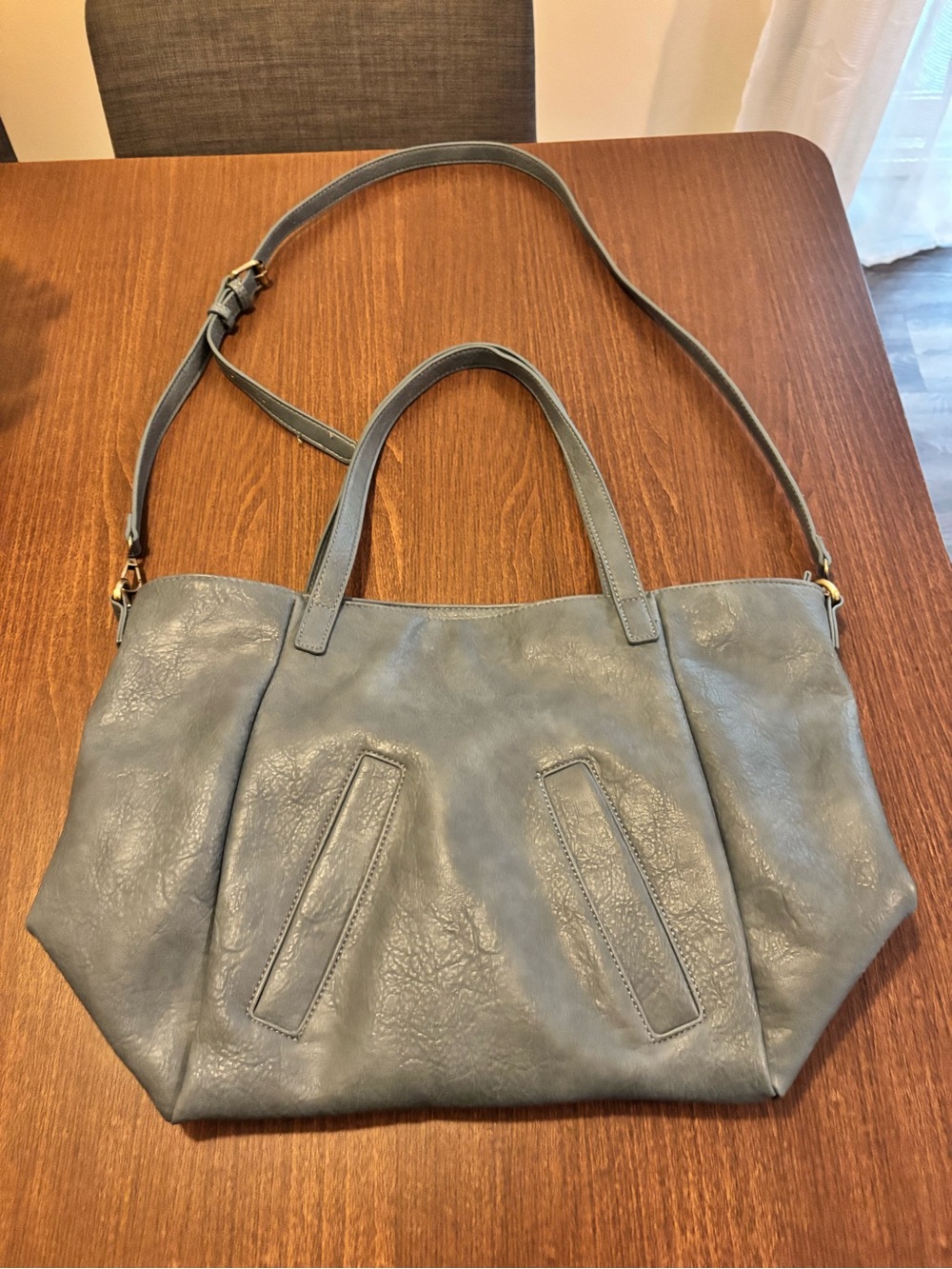 Antik Kraft Slate Blue CalliopeTote with Adjustable Crossbody Strap